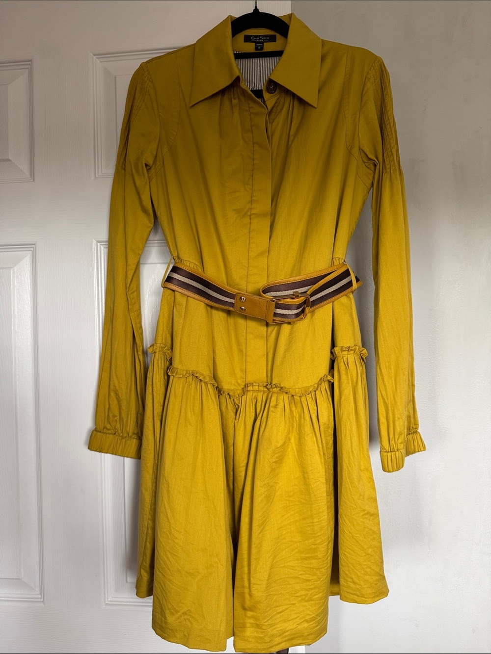 Mustard Yellow Tiered Shirt Dress